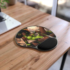 Afro Warrior Mouse Pad with Ergonomic Wrist Rest — Green Fantasy Gamer Desk Mat