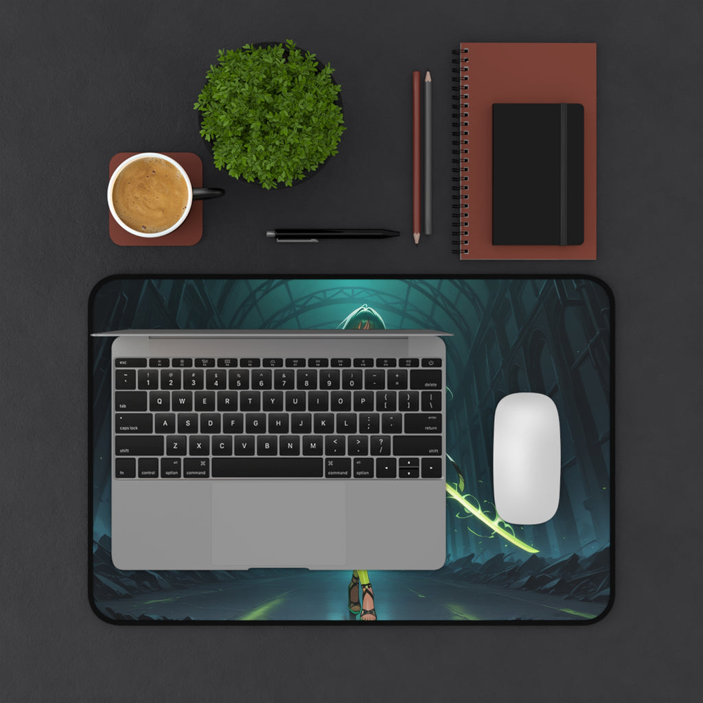 Anime Girl Warrior Desk Mat, Large Mouse Pad with Non-Slip Base