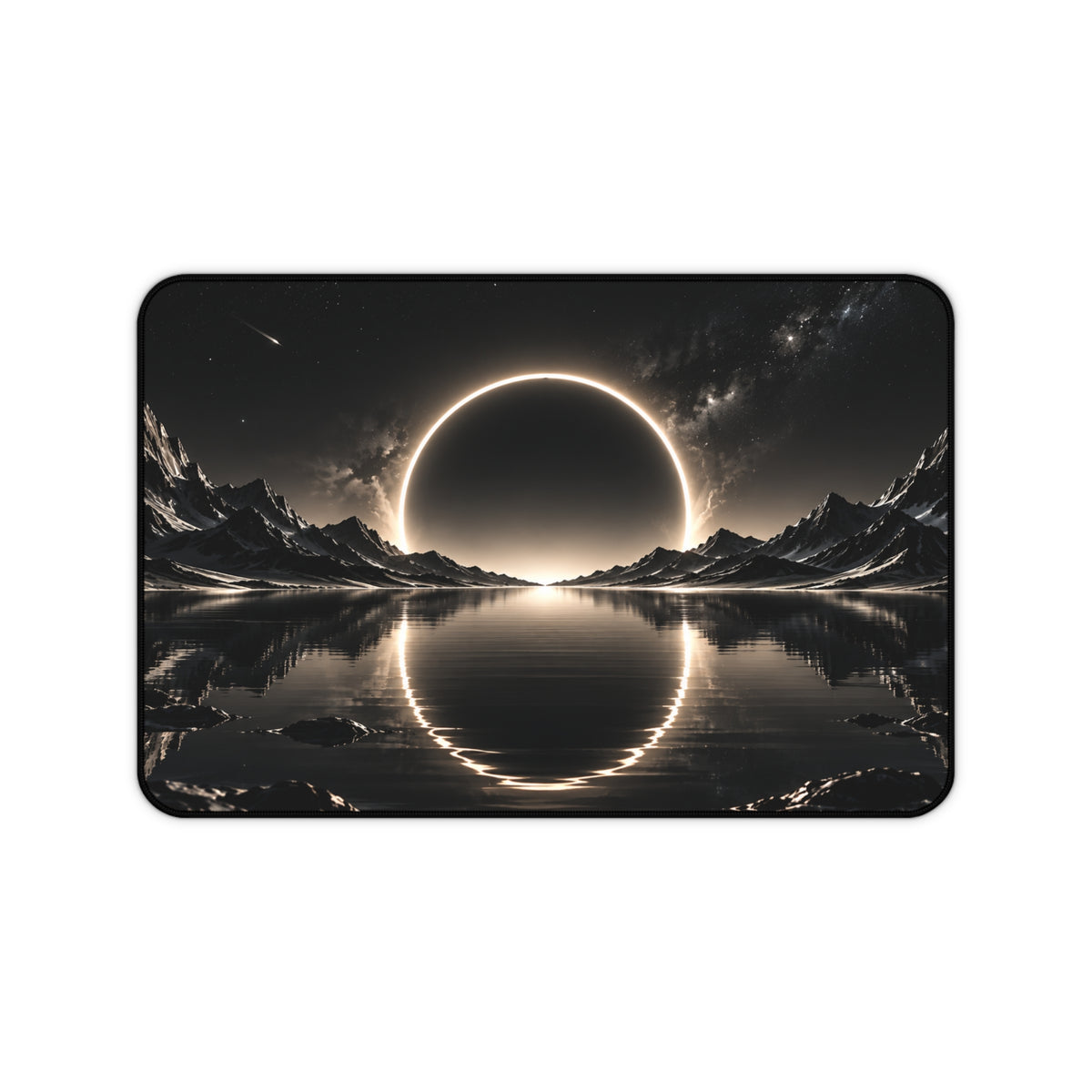 Cosmic Eclipse Mirror Lake Desk Mat & Mouse Pad