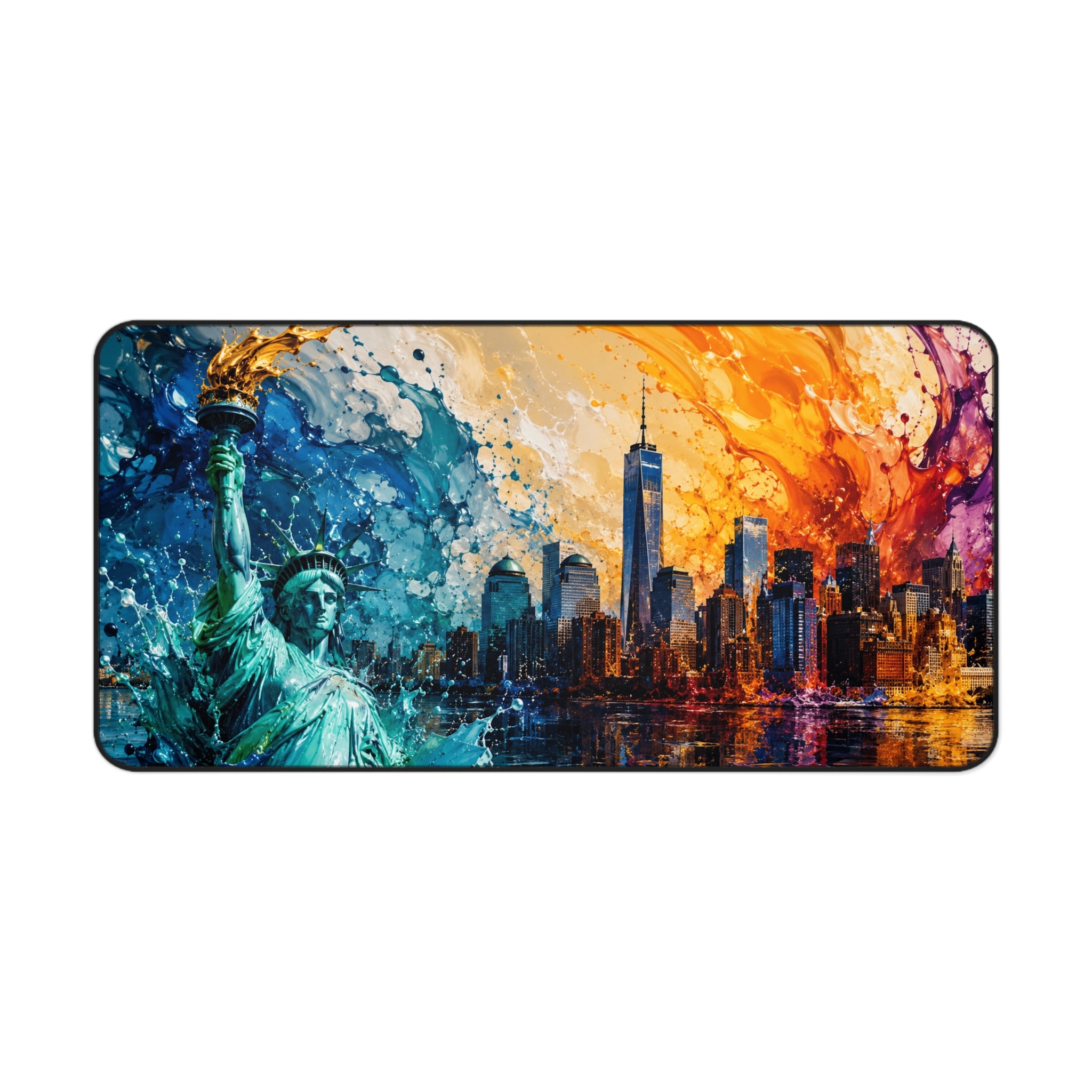 New York City Skyline Splash Desk Mat — Colorful NYC Mouse Pad