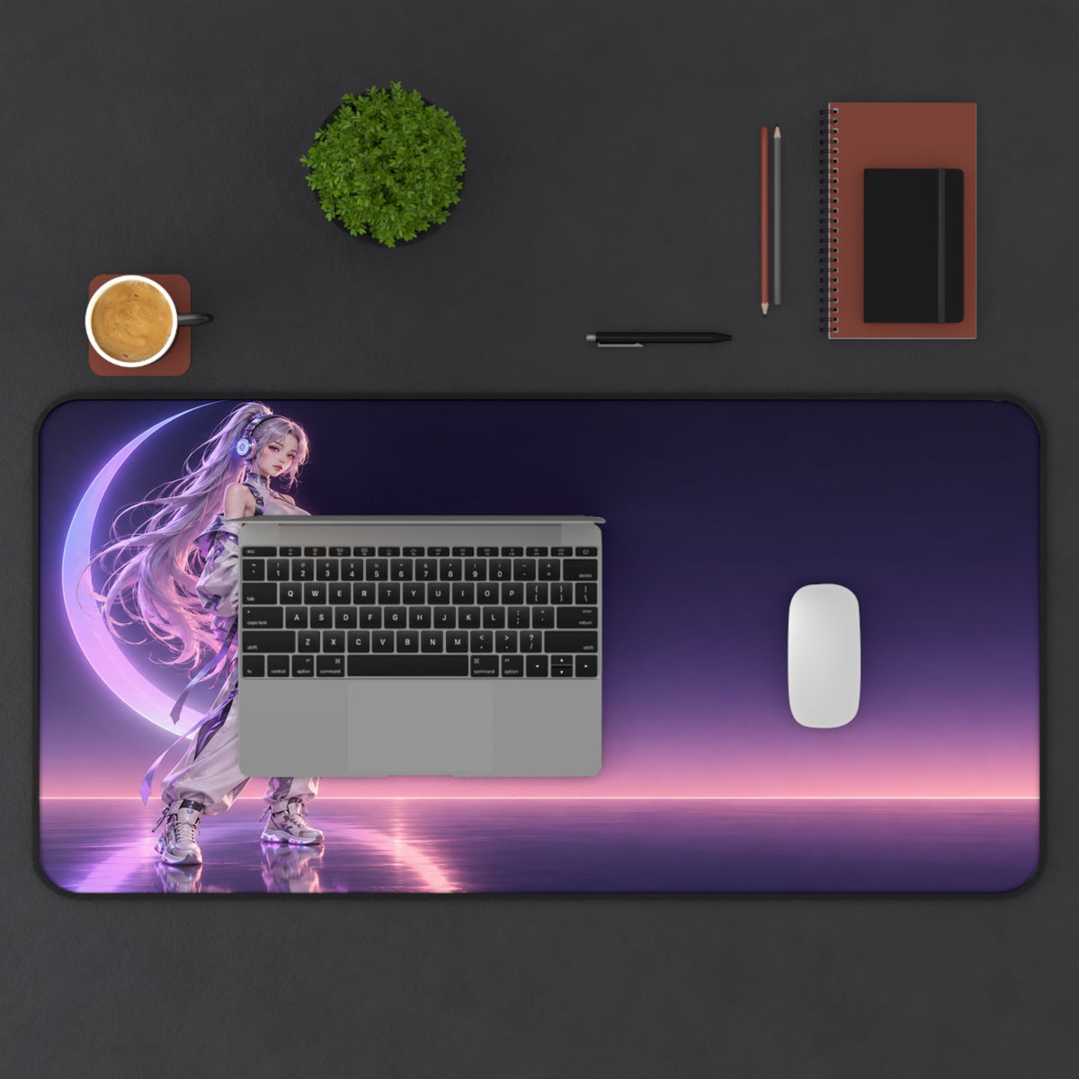 Anime Girl Desk Mat – Lavender Moon