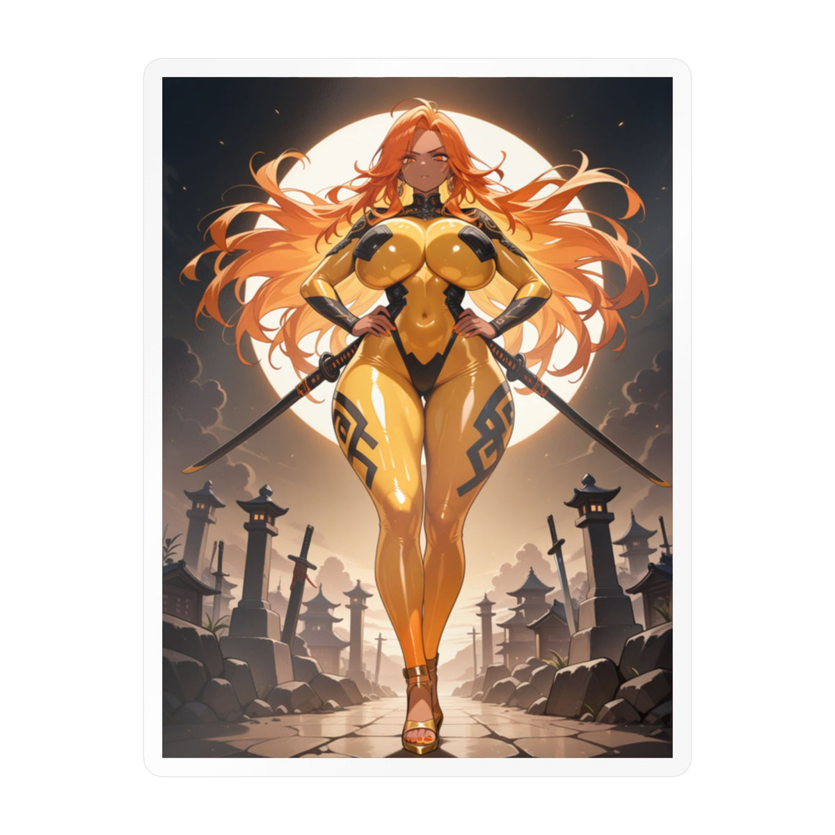 Anime Girl Warrior Sticker — Fierce Waifu -  Swordmistress Vinyl Decal
