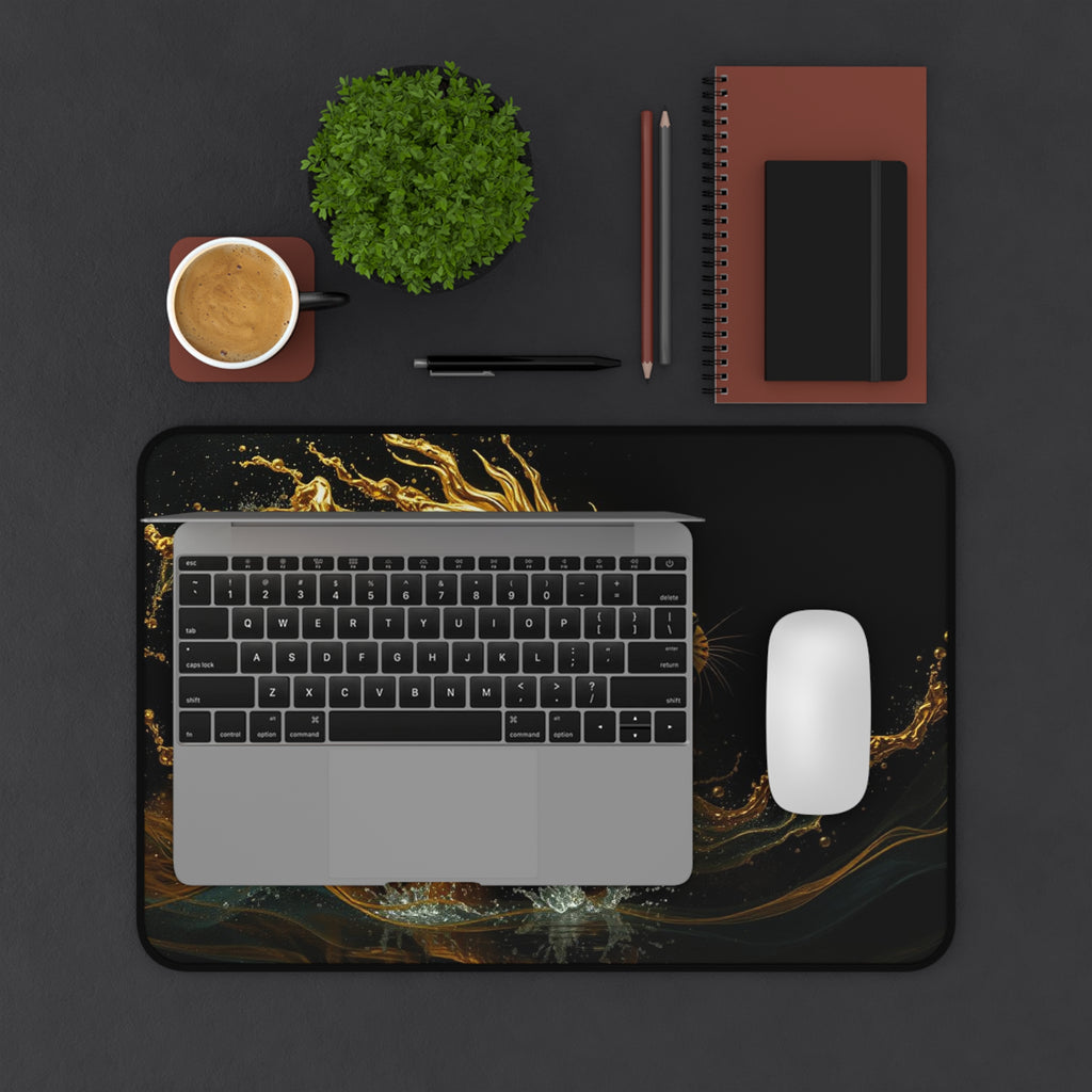 Golden Lion Desk Mat, Non-Slip Neoprene Mouse Pad with Vibrant Print