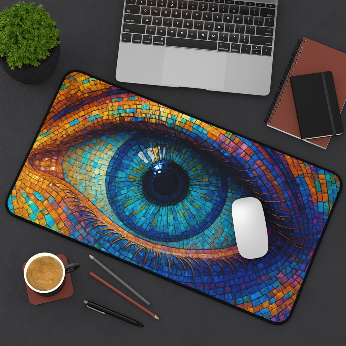 Multicolored Eye Desk Mat, Art Mouse Pad, Gaming Desk Pad & Keyboard Mat for Work or Play