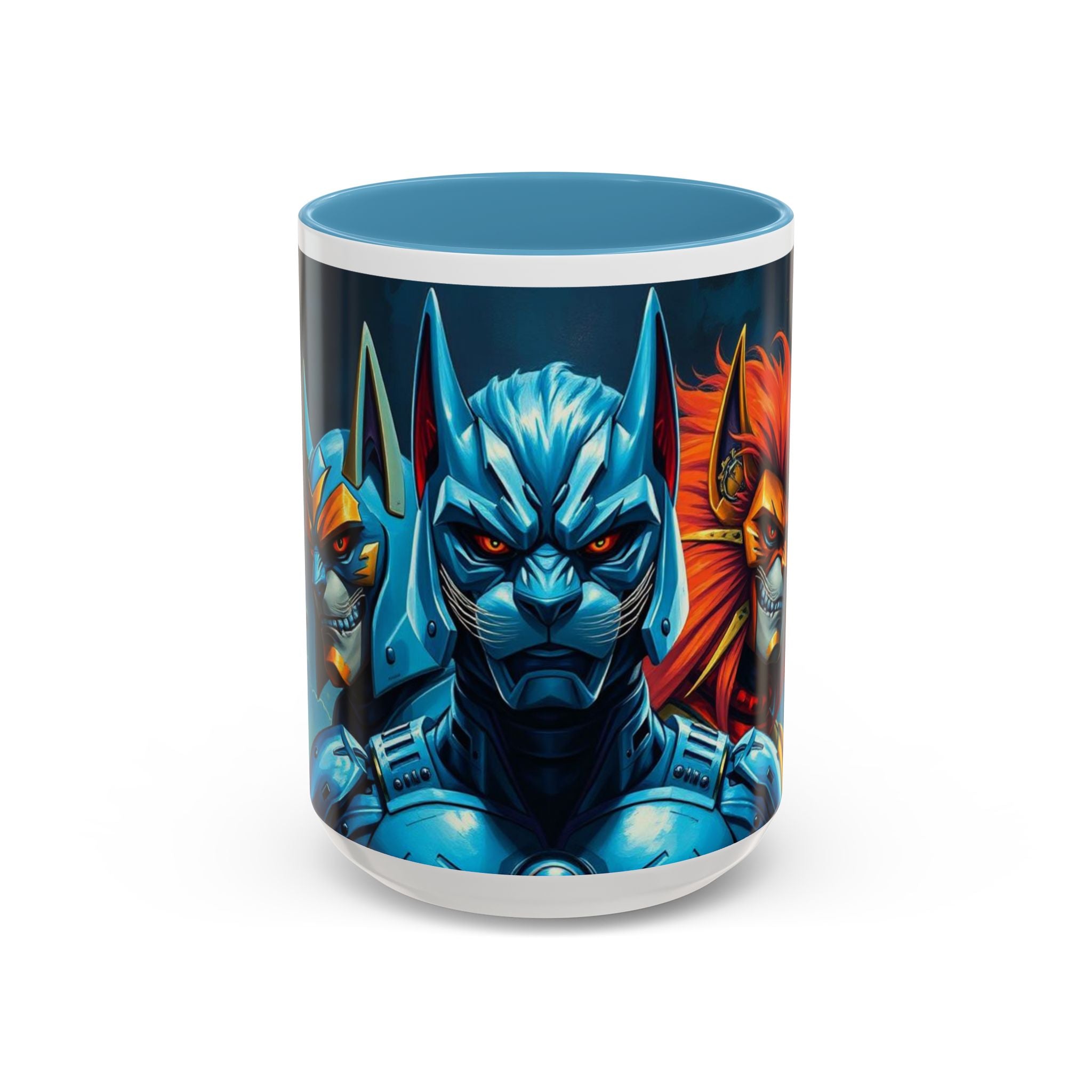 Galactic Cats Mug , Vibrant Ceramic Coffee Cup with Colorful Interior