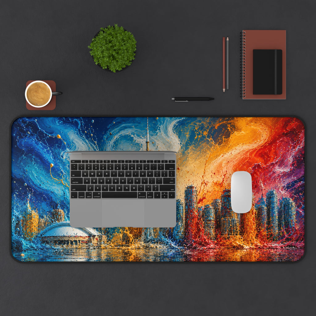 Toronto Skyline Desk Mat — Colorful Abstract CN Tower Office Mouse Pad