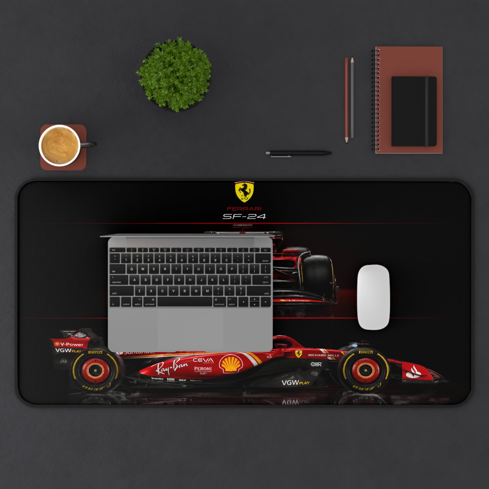 Ferrari SF-24 Formula One Desk Mat — F1 Race Car Mouse Pad