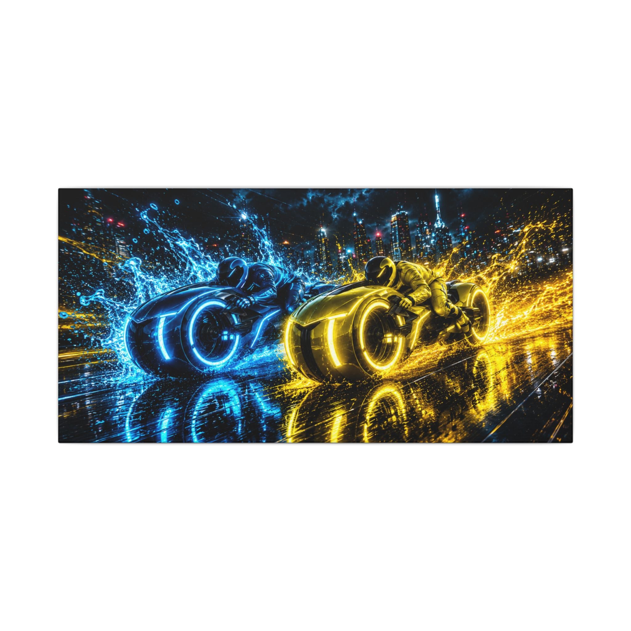 Tron Lightcycles Matte Canvas Print — Tron Futuristic Wall Art