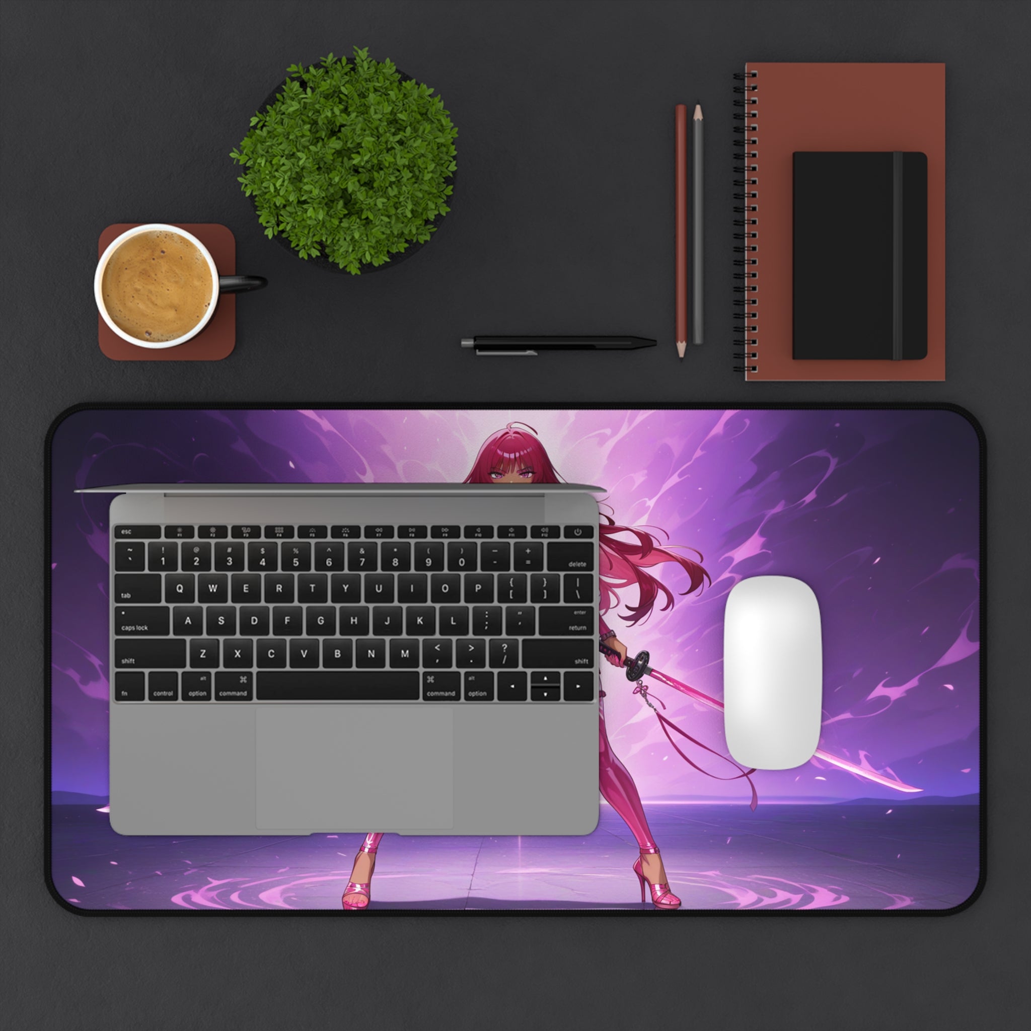 Anime Waifu Warrior Desk Mat, Gaming Mouse Pad