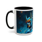 Galactic Cats Mug , Vibrant Ceramic Coffee Cup with Colorful Interior