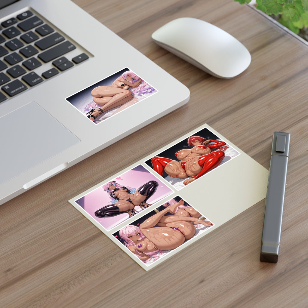 Anime Waifu Sticker Pack, Anime Stickers in White and Transparent Vinyl Decals