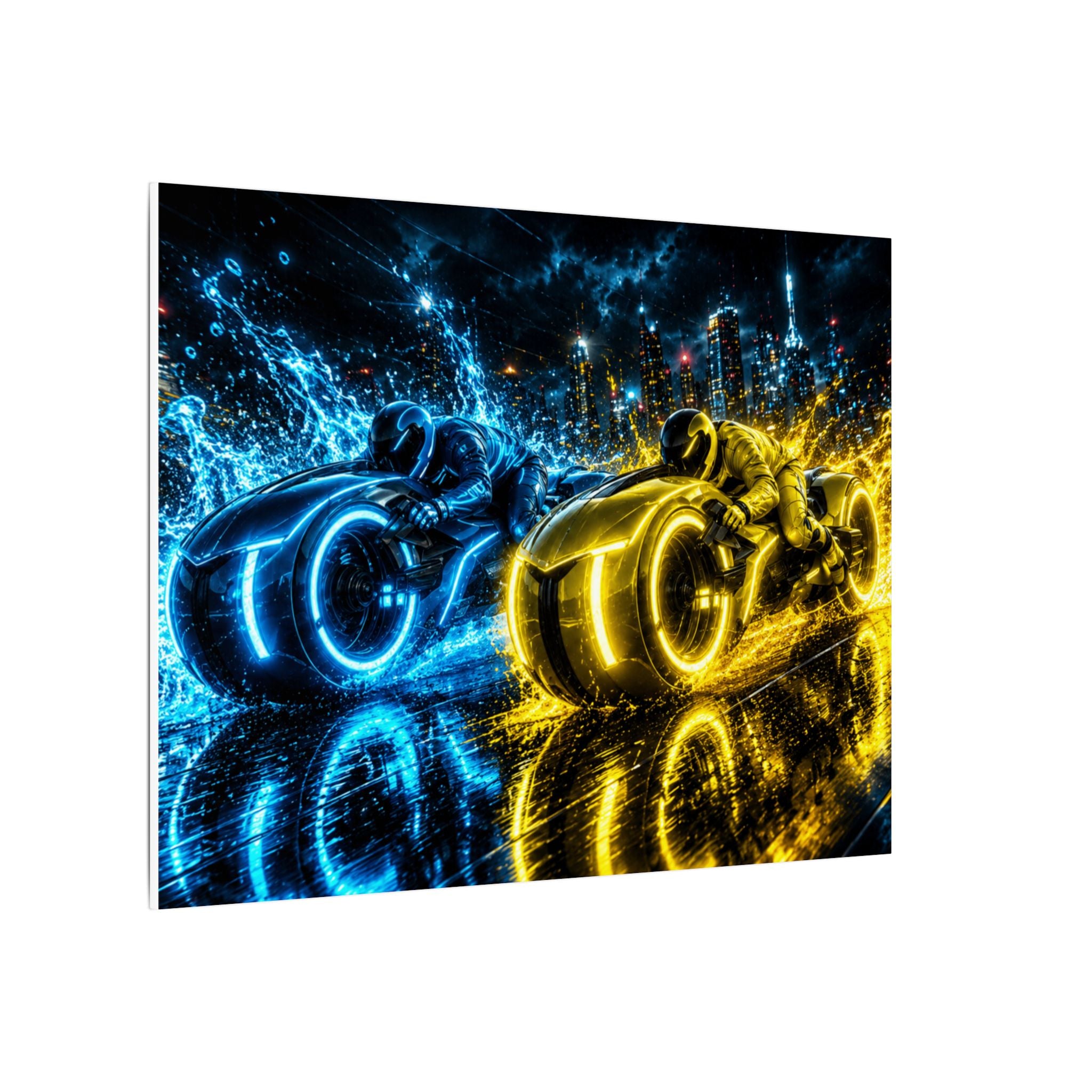Tron Lightcycles Matte Canvas Print — Tron Futuristic Wall Art