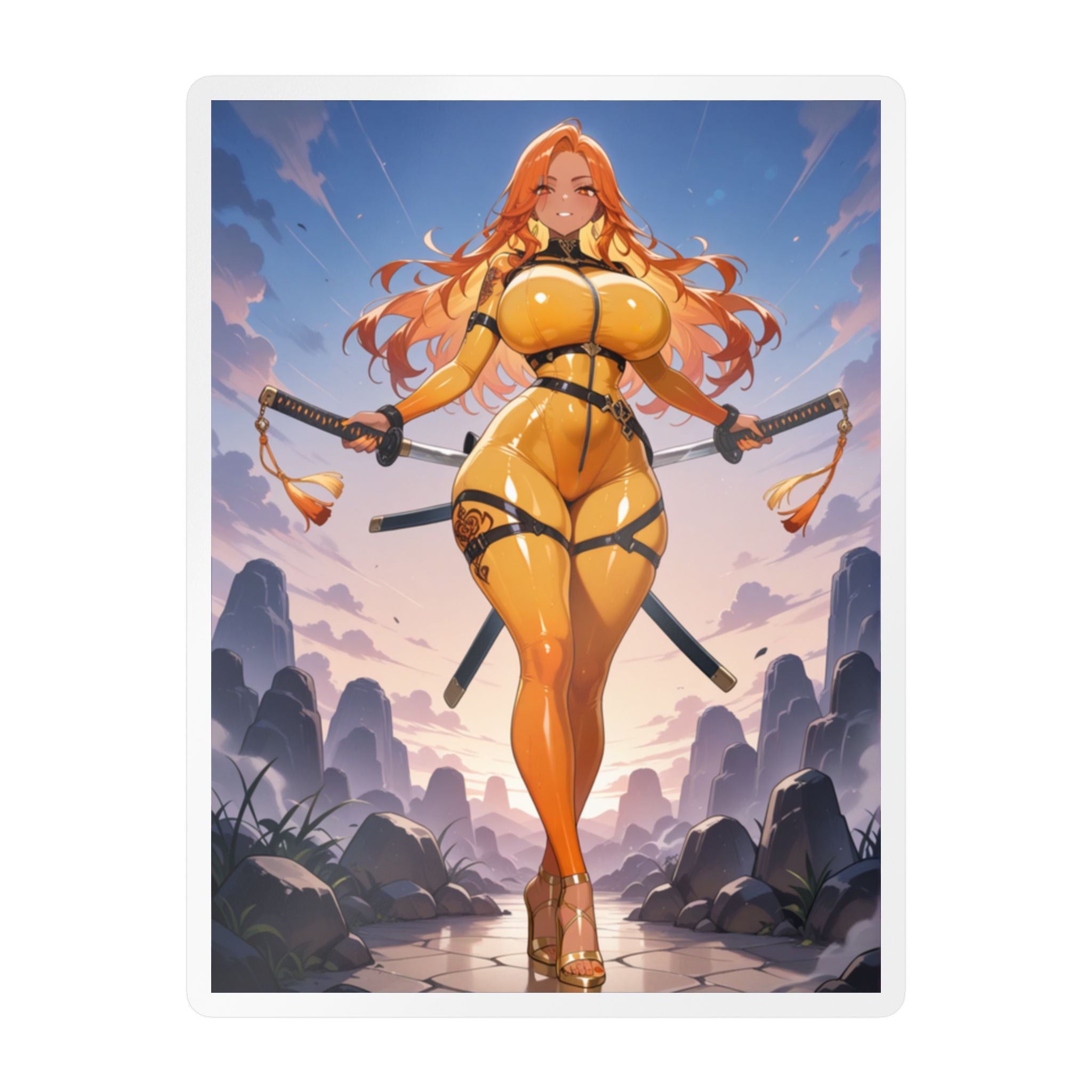 Anime Girl Warrior Vinyl Sticker | Katana Waifu