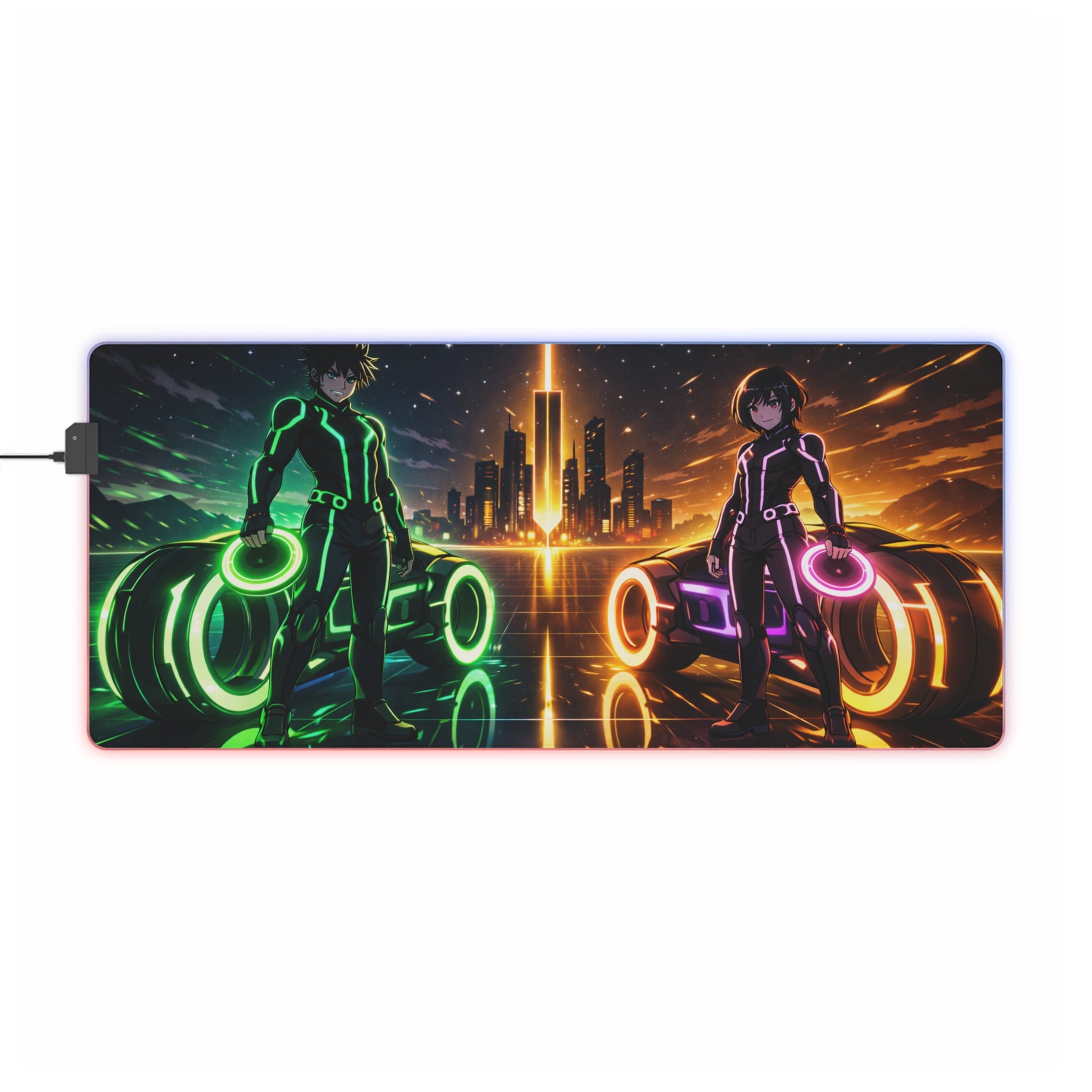 RGB LED Tron Anime Desk Mat, Gaming Mouse Pad
