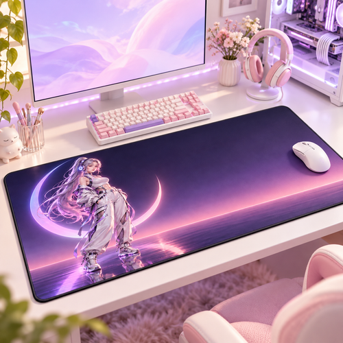 Anime Girl Desk Mat – Lavender Moon