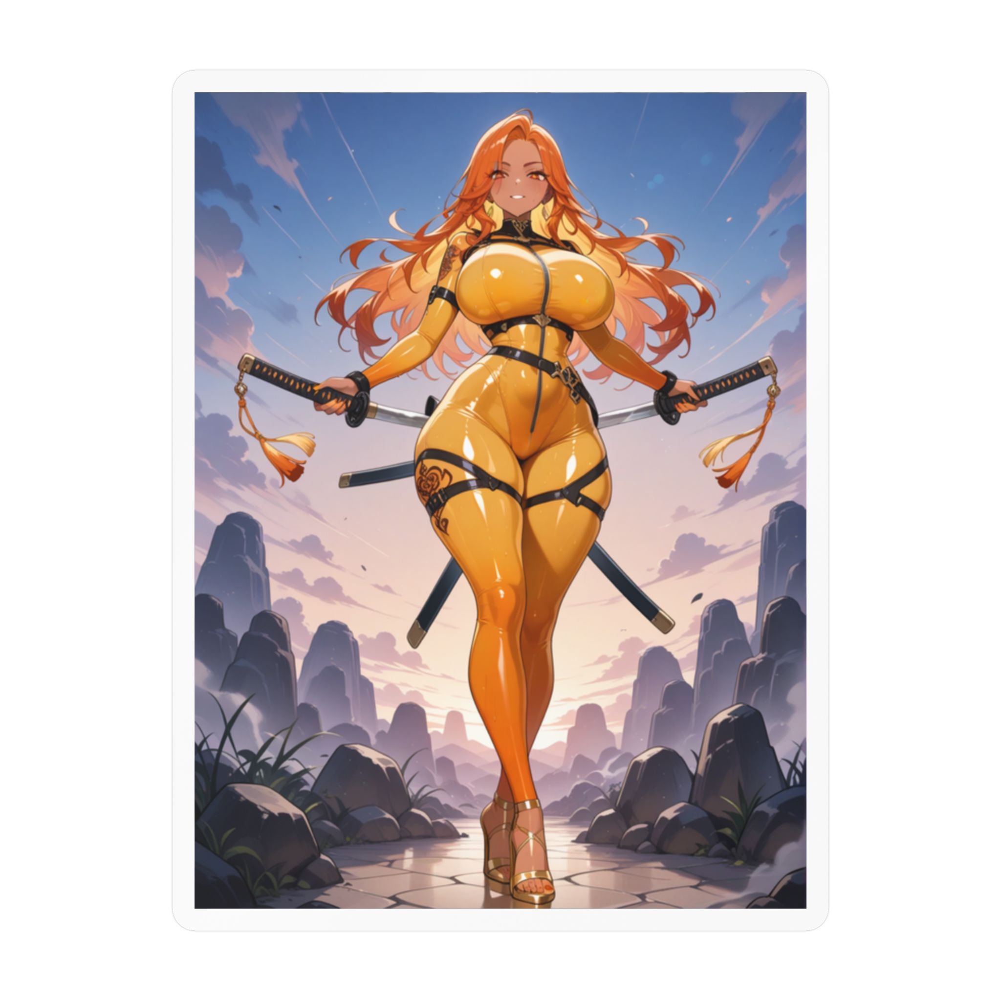 Anime Girl Warrior Vinyl Sticker | Katana Waifu