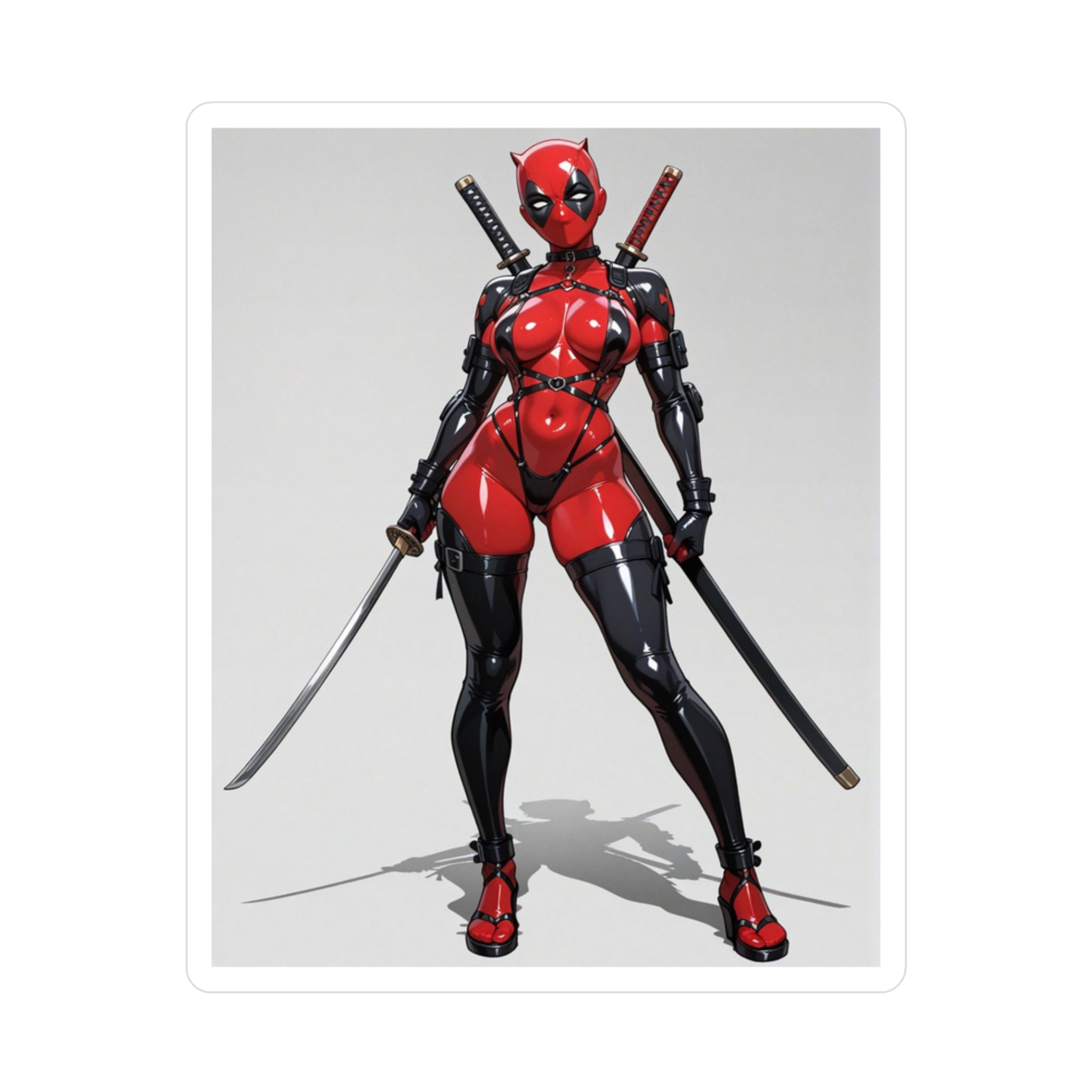 Anime Lady DeadPool Vinyl Sticker - Female Swordswoman Kiss-Cut Decal