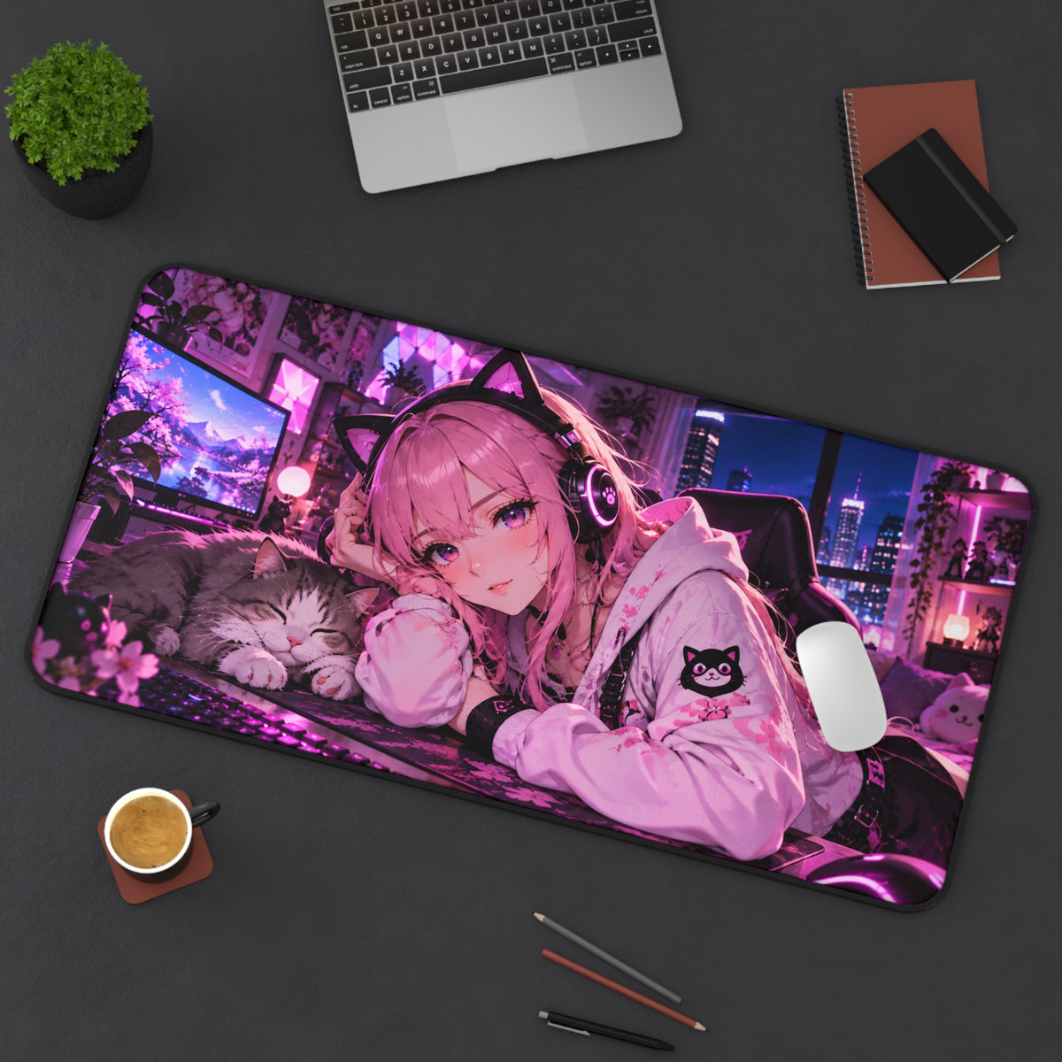 Anime Waifu Large Desk Mat & Mouse Pad