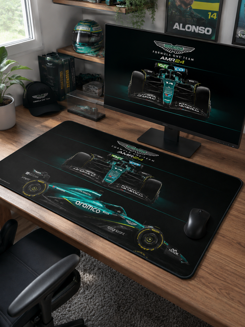 Aston Martin AMR24 Racing Desk Mat — Formula 1 Car Mouse Pad
