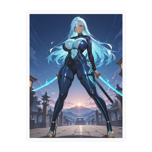 Blue-haired Anime Waifu Sticker