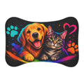 Colorful Dog & Cat Pet Feeding Mat — Non-Slip Waterproof Placemat with Heart and Paw Prints