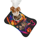 Colorful Dog & Cat Pet Feeding Mat — Non-Slip Waterproof Placemat with Heart and Paw Prints