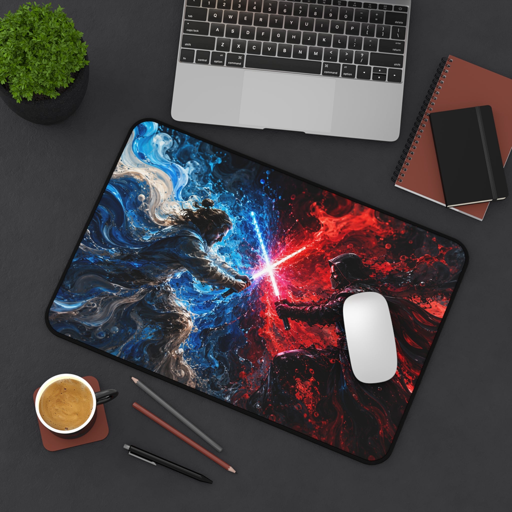 Desk Mat — Epic Lightsaber Duel Gaming Mouse Pad