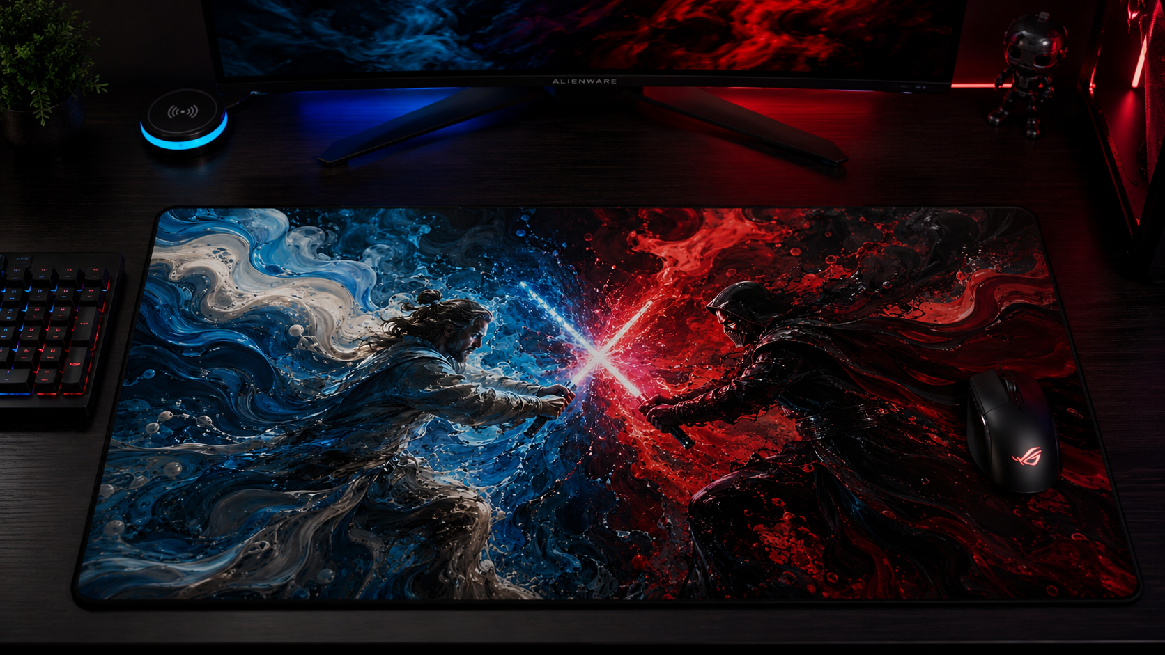 Desk Mat — Epic Lightsaber Duel Gaming Mouse Pad