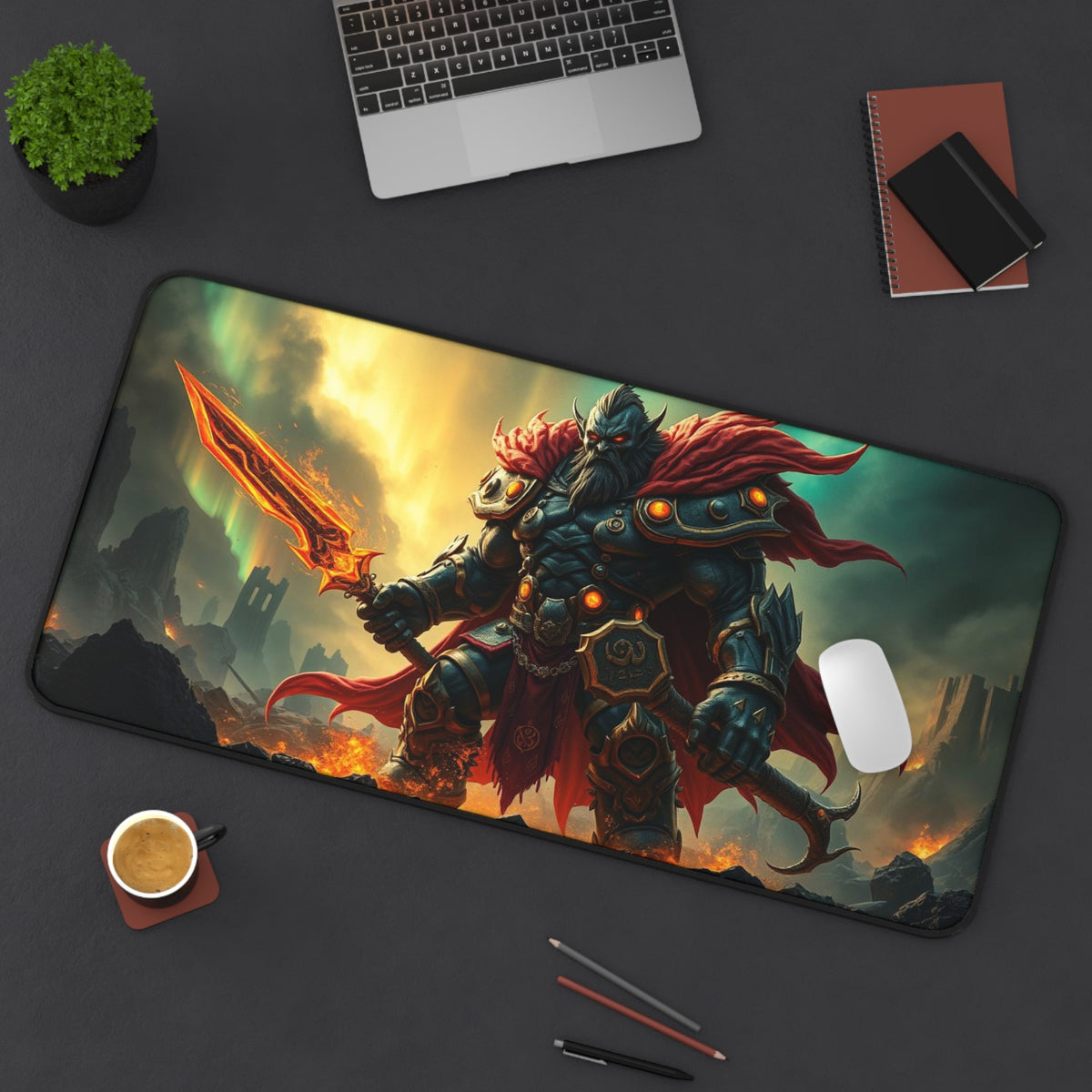 Epic Warrior Desk Mat Aethron, Non-Slip Neoprene Gaming & Work Surface with Vibrant Colors