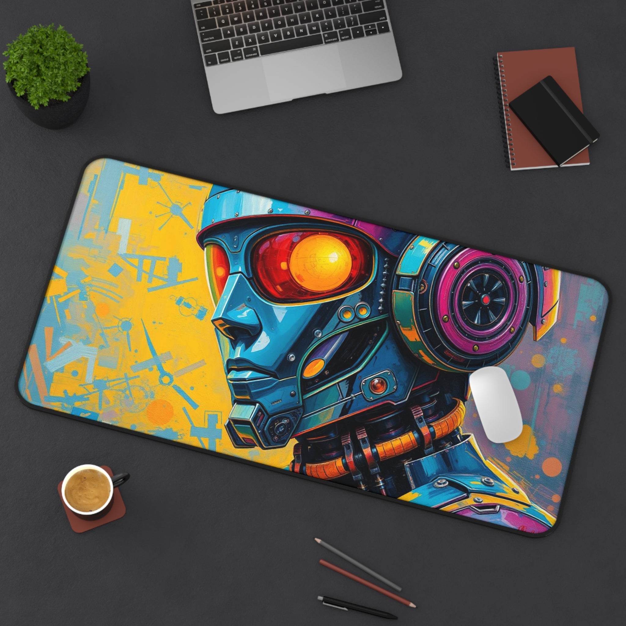 Futuristic Robot Mouse Pad, High Quality Desk Mat