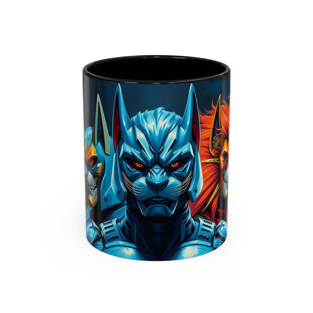 Mug with a fantasy-themed design featuring a blue creature with red eyes on a white background