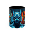 Mug with a fantasy-themed design featuring a blue creature with red eyes on a white background