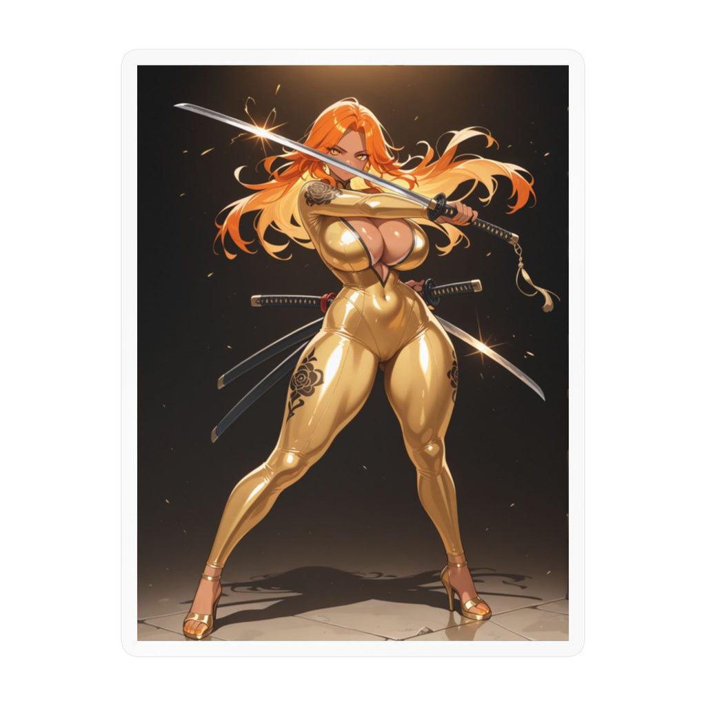 Golden Anime Girl Warrior Sticker
