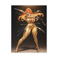 Golden Anime Girl Warrior Sticker