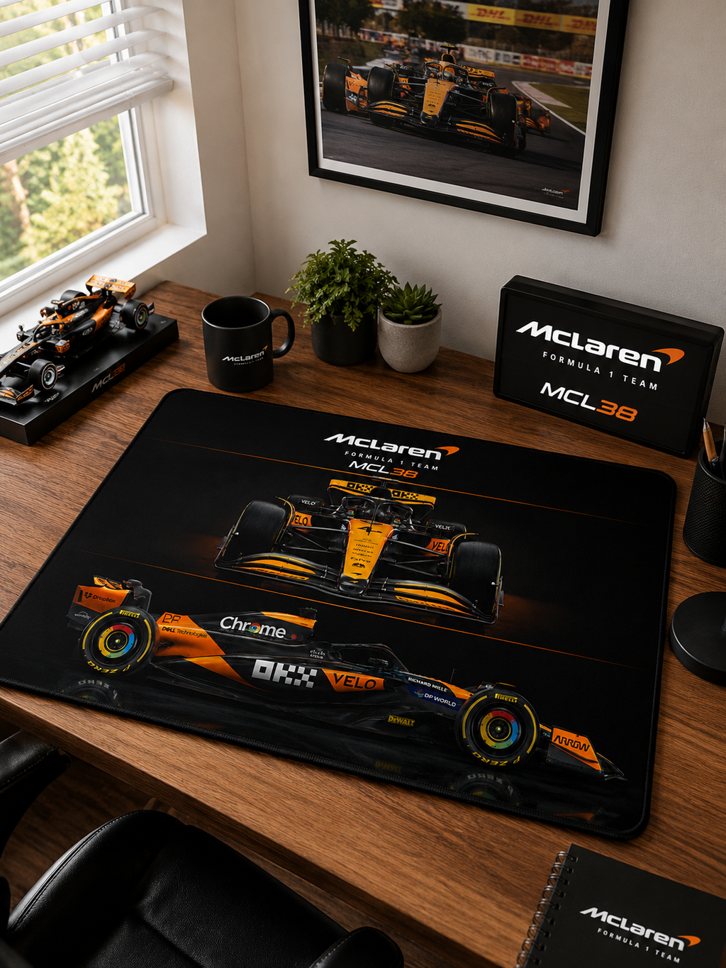 McLaren MCL38 Racing Desk Mat — Formula 1 Car Mouse Pad