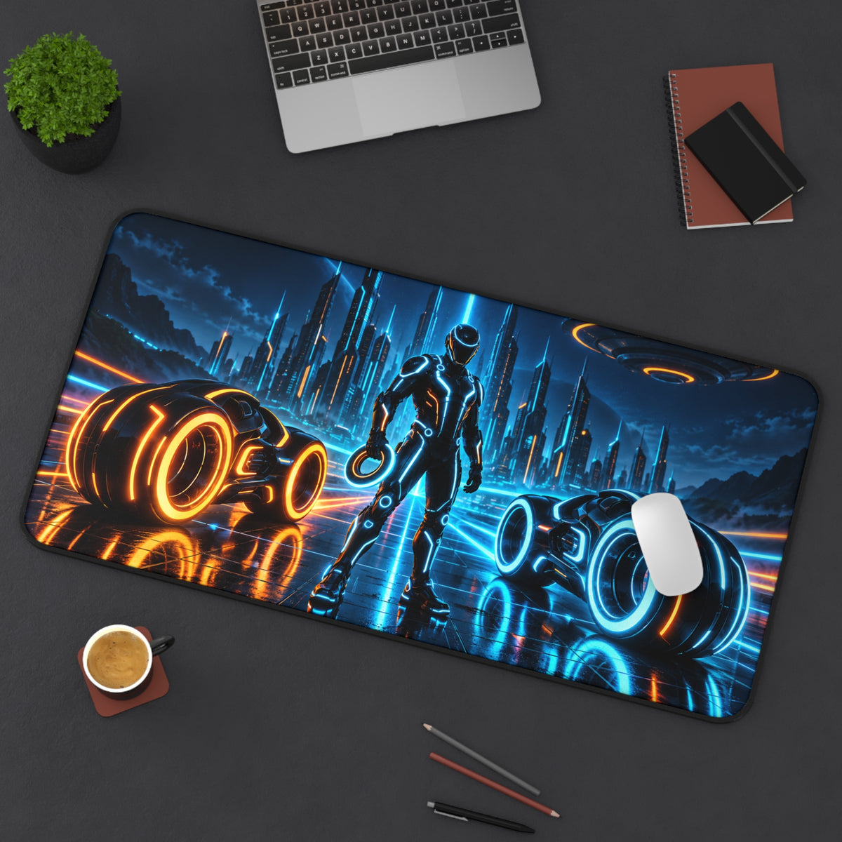 Neon Guardian Sci-Fi Desk Mat