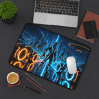 Neon Guardian Sci-Fi Gaming Desk Mat