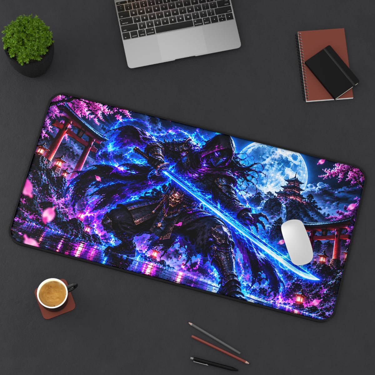 Neon Shadow Samurai Desk Mat 