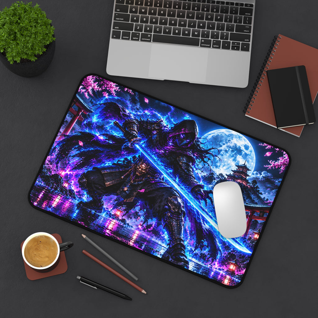 Neon Shadow Samurai Desk Mat & Gaming Mouse Pad