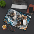 Nordic Warrior Anime Gaming Mouse Pad - Viking Shieldmaiden & White Tigers Desk Mat