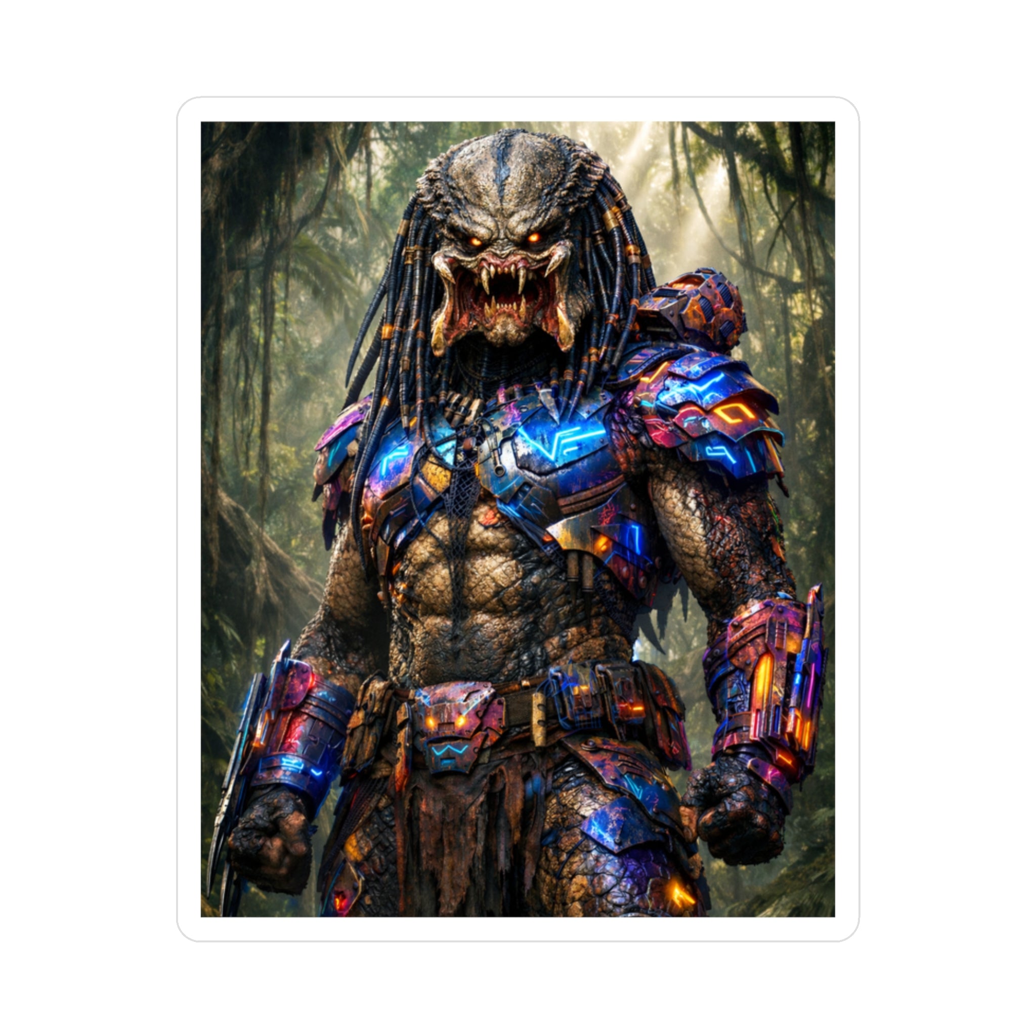 Predator Warrior Vinyl Sticker — Sci‑Fi Tribal Alien Kiss‑Cut Decal