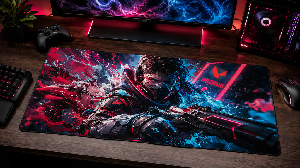 Valorant Gaming Mouse Pad - Futuristic Warrior Desk Mat