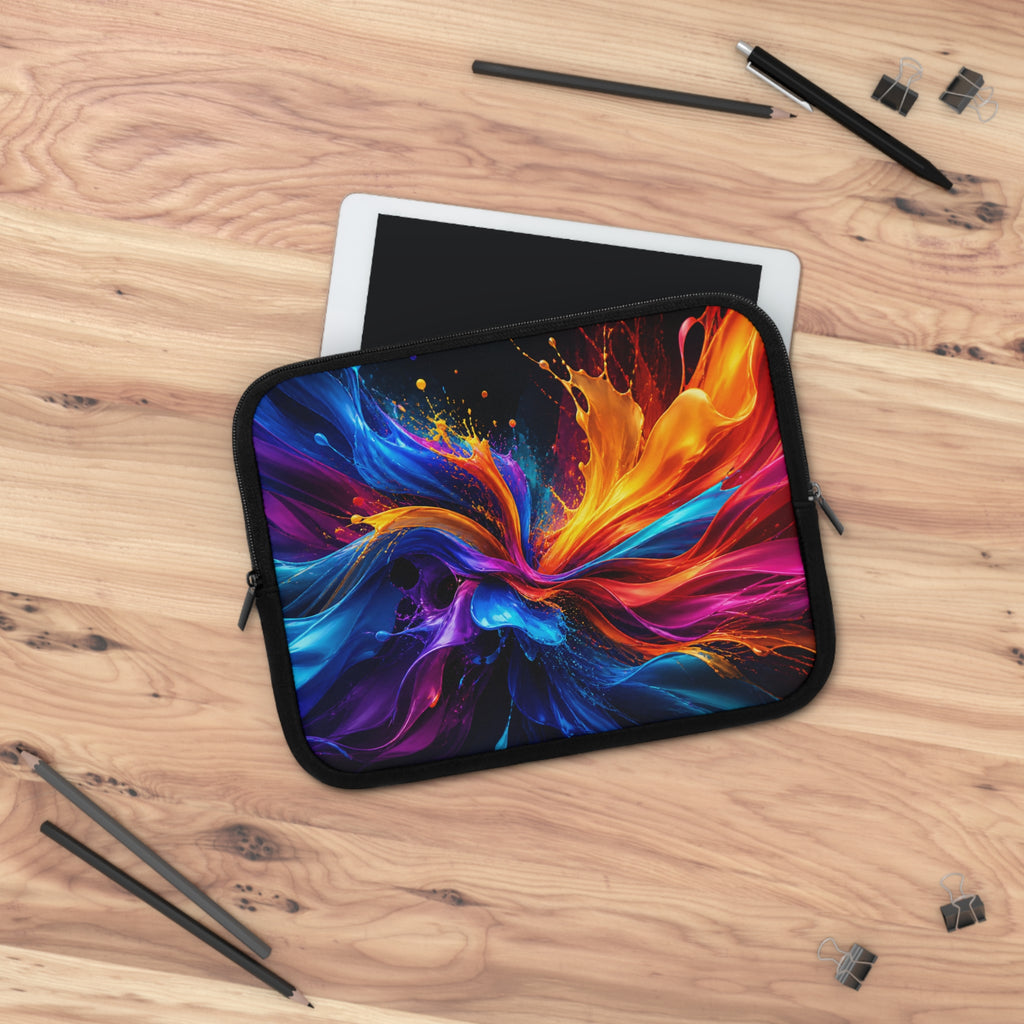 Abstract Color Burst Laptop Sleeve — Vibrant Protective Case for Tablets and Laptops