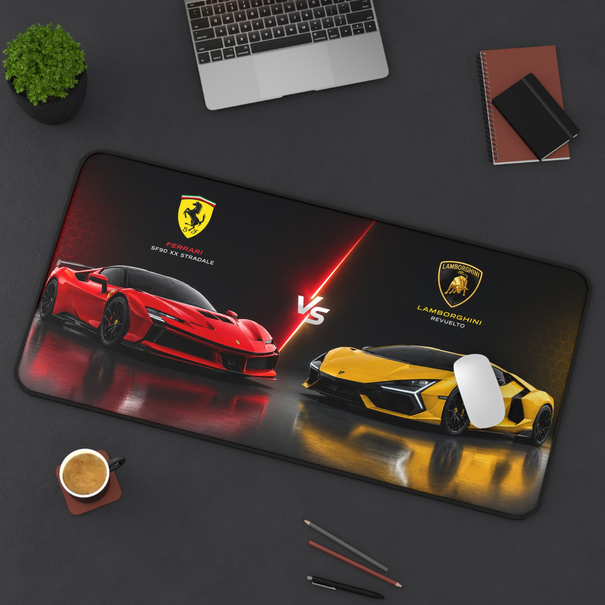 Racing Supercars Desk Mat - Ferrari vs Lamborghini Gaming Mouse Pad