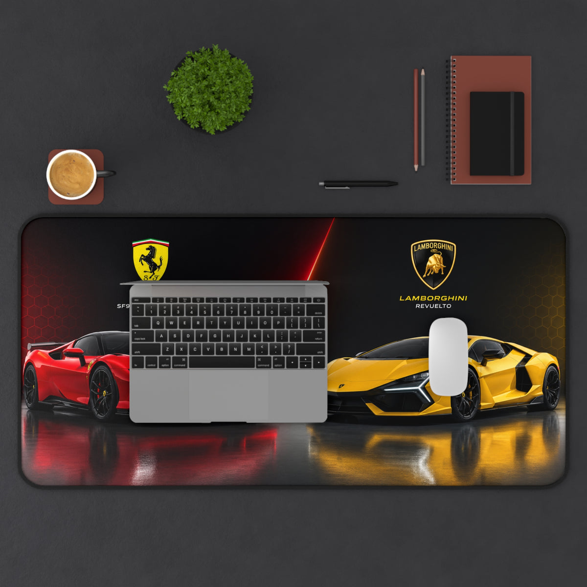 Racing Supercars Desk Mat - Ferrari vs Lamborghini Gaming Mouse Pad