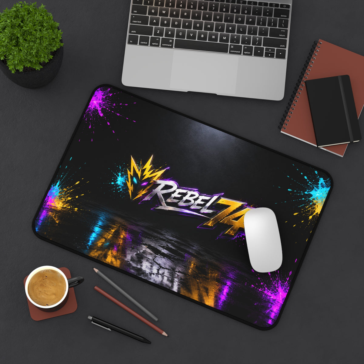Rebel74 Neon Gaming Desk Mat & Mouse Pad