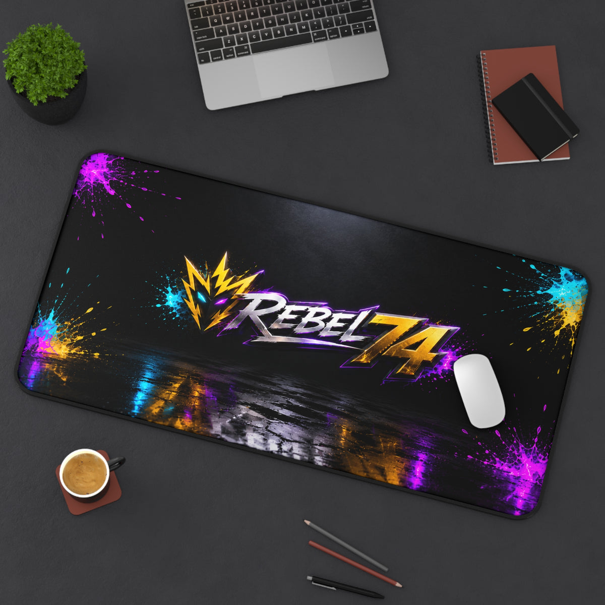 Rebel74 Neon Gaming Desk Mat & Mouse Pad