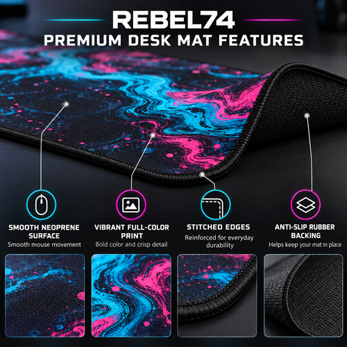 Rebel74 Premium Desk Mat Features