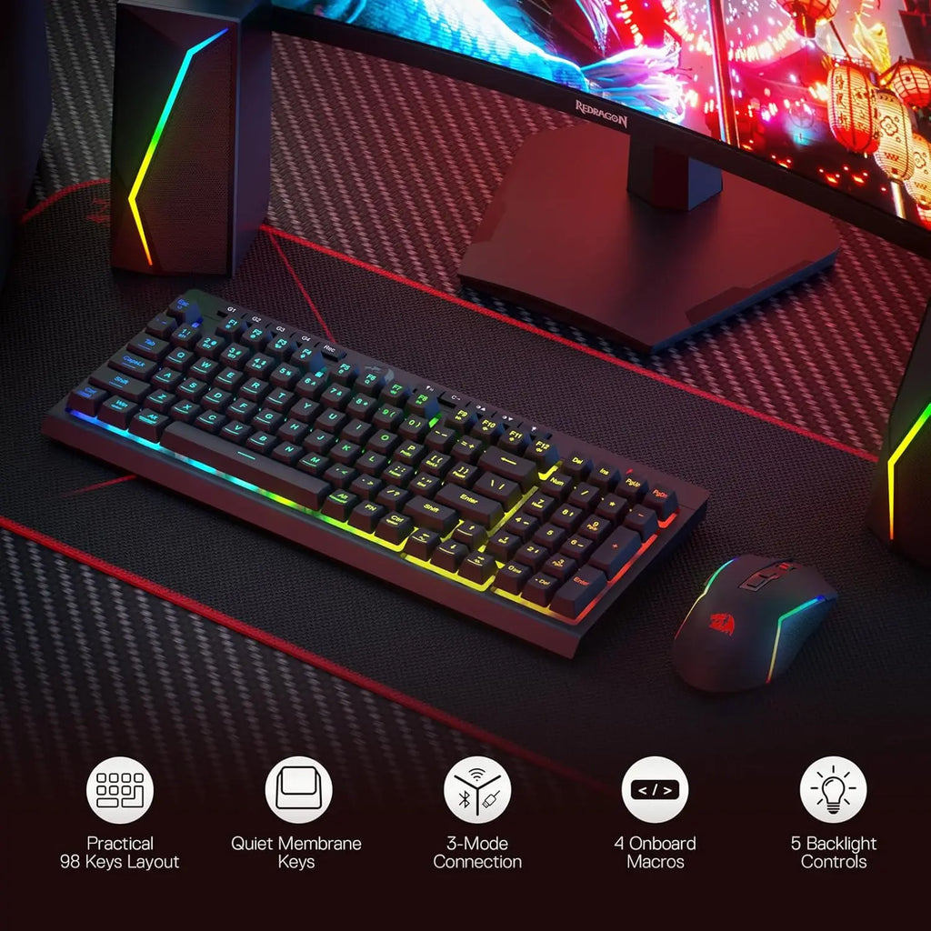 Redragon S142 Wireless RGB Gaming Keyboard and Mouse Combo