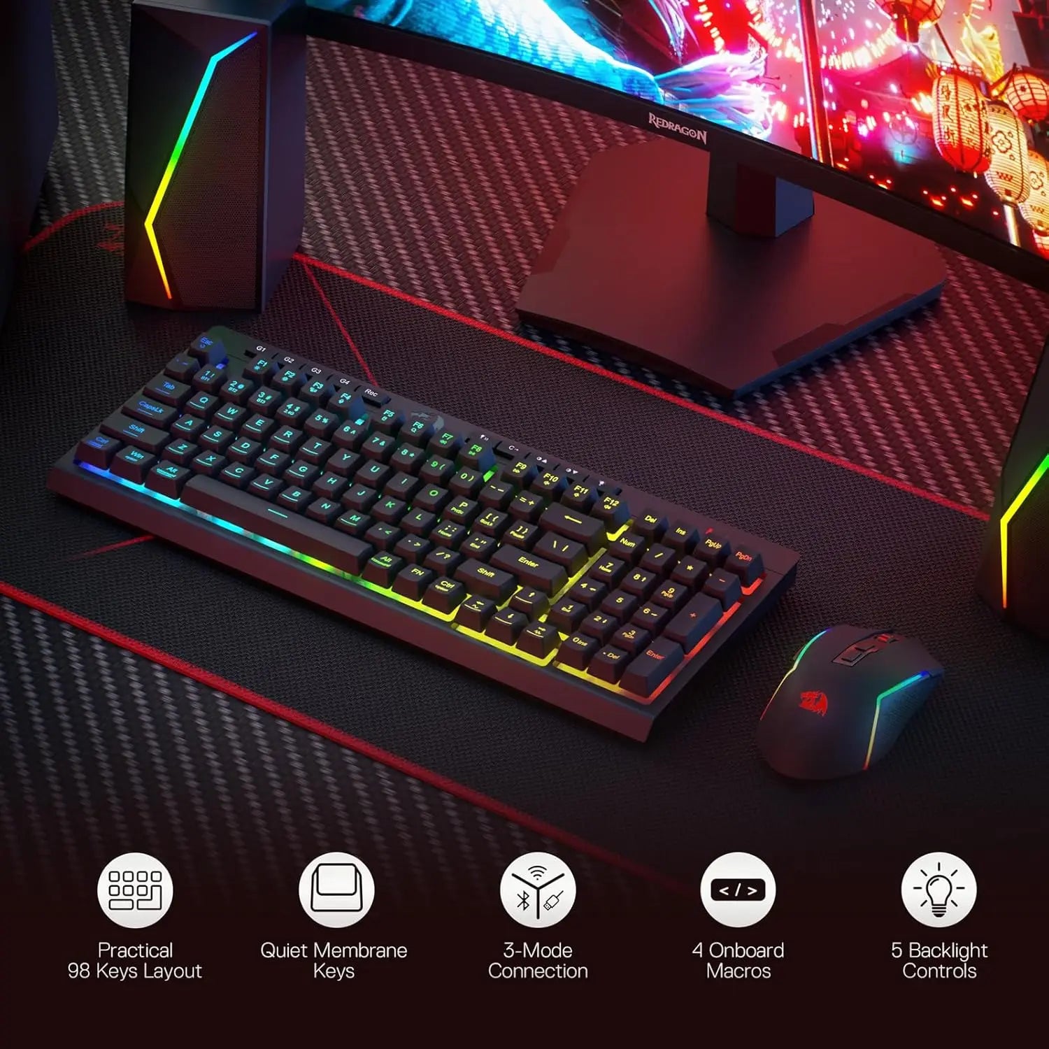 Redragon S142 Wireless RGB Gaming Keyboard and Mouse Combo
